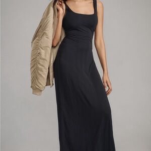 NWT Anthropologie Knit Slip Elegant Black Maxi Dress